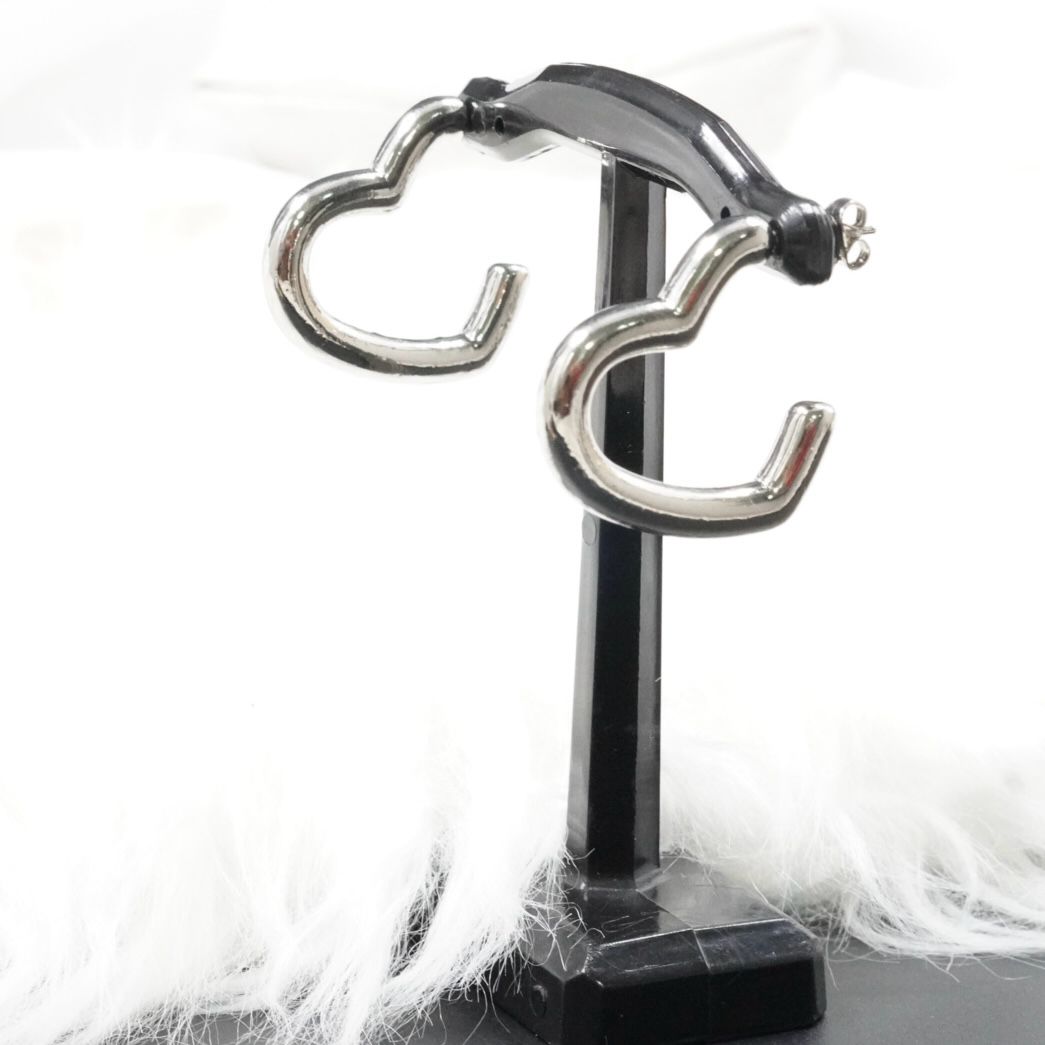 Miniatura 4 de ARETE CORAZON GRUESITO PLATEADO